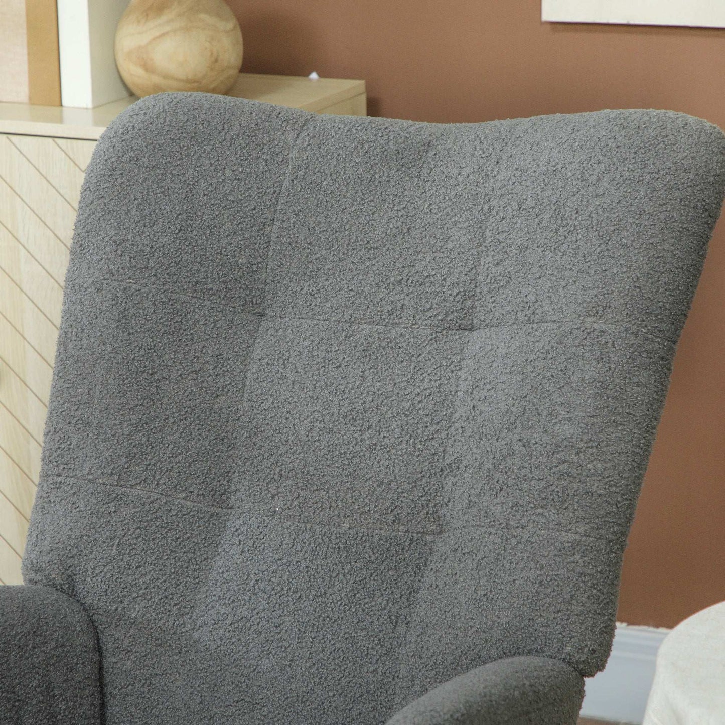 Retro Vintage Style Teddy Fleece Rocking Chair - Grey
