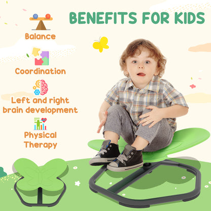 AIYAPLAY Butterfly-Shaped Kids Swivel Chair, Sensory Spinning Chair for Balance and Coordination Training, Green / Blue