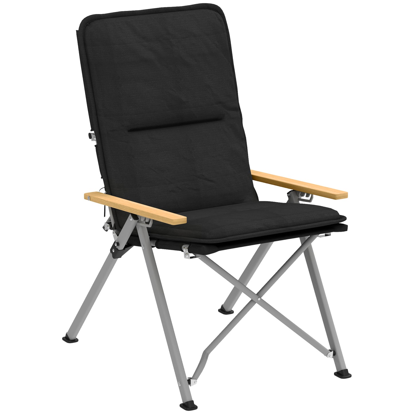 Portable Camping Chair for Adults, High Back Folding Chair W/ Padded Seat and Carry Bag, Outdoor Recliner for Hiking, Fishing, Beach and Picnic, Black