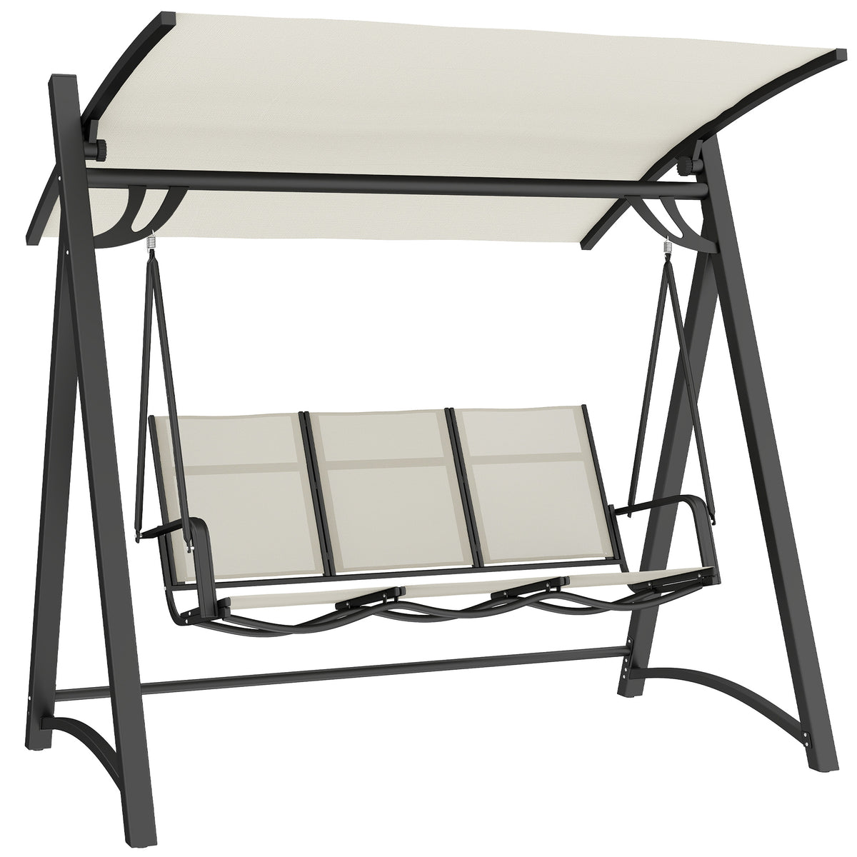 3-Seater Garden Swing Chair | UPF50+ Tilting Canopy | Breathable Texteline Seat | Powder-Coated Frame | 360kg Capacity | 188x130x183cm | Cream