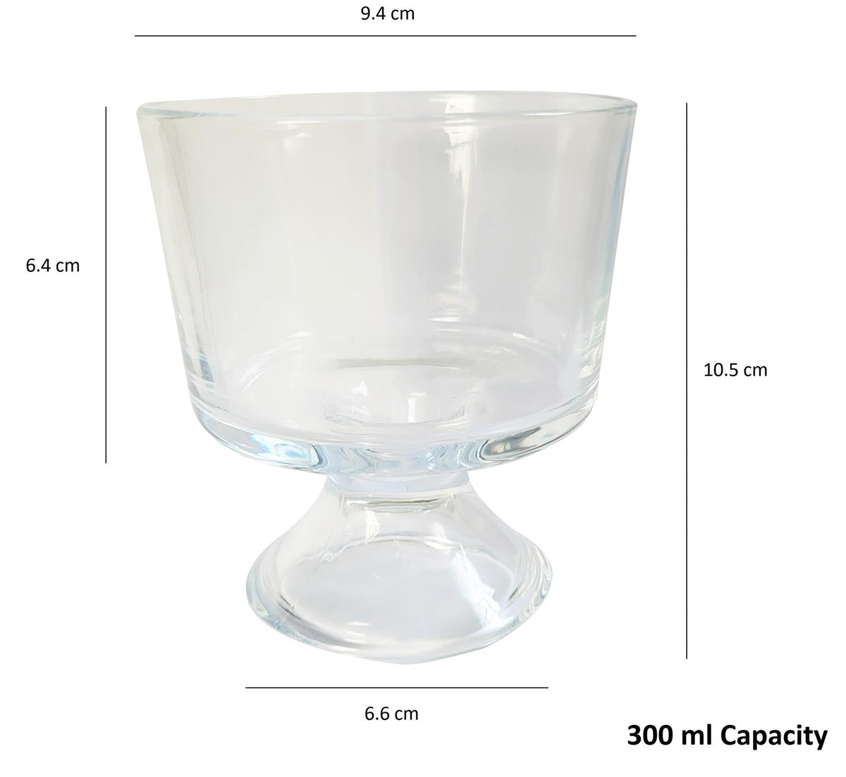 Maison & White Mini Glass Serving Bowls | Set of 6 × 300ml | Handmade Clear Footed Dessert Dishes | Trifle, Ice Cream & Fruit | Dishwasher Safe