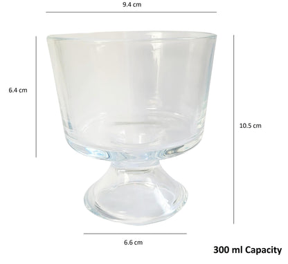 Maison & White Mini Glass Serving Bowls | Set of 6 × 300ml | Handmade Clear Footed Dessert Dishes | Trifle, Ice Cream & Fruit | Dishwasher Safe