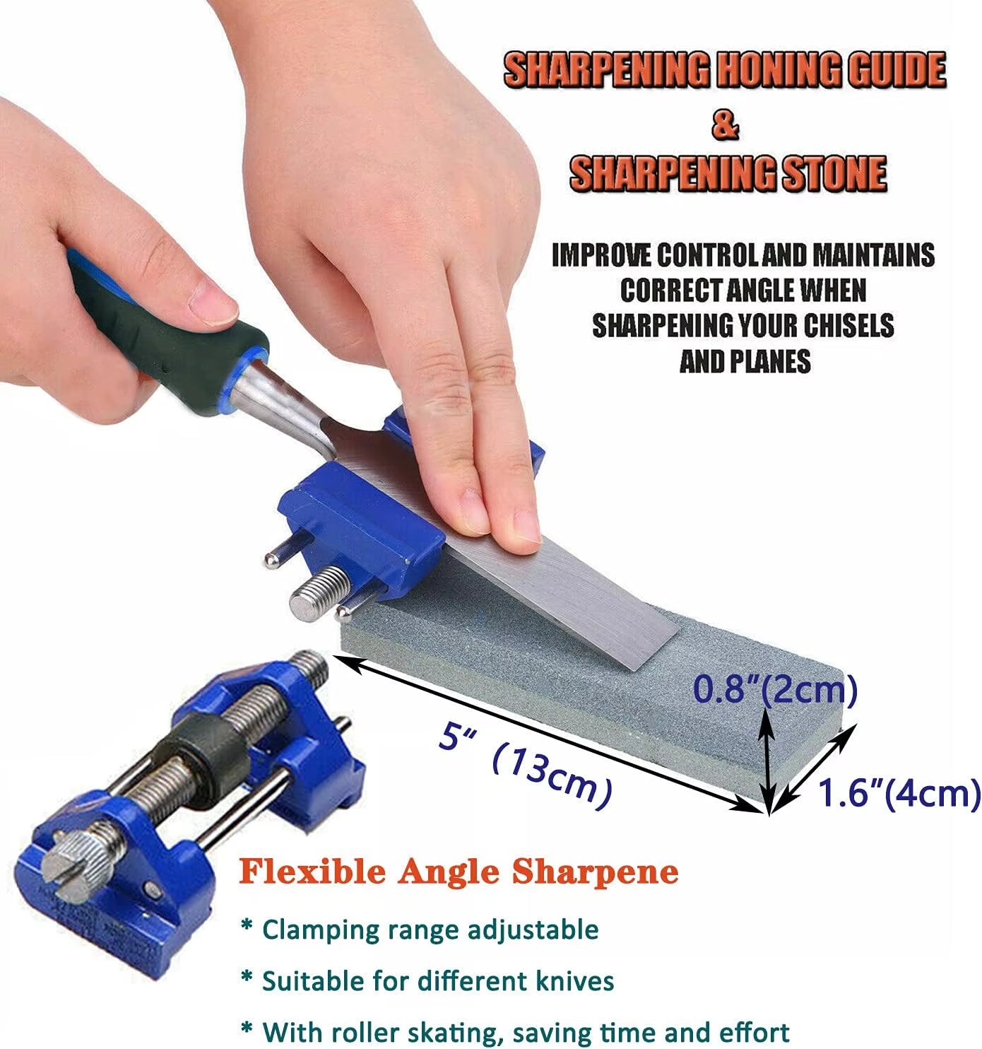 10-Piece Wood Chisel Set, Bevel Edge Wood Carving Chisel,Soft Grip with Strike Cap Set for Woodworking with Honing Guide