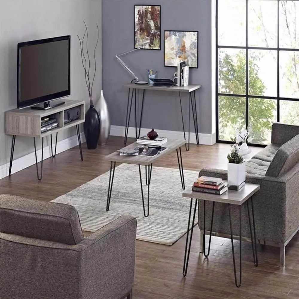 4 Pieces Metal Hairpin Table Legs 8 Inch Modern Style for Furniture Desk Bench Chair DIY Project With FREE Feet Protector & Screws