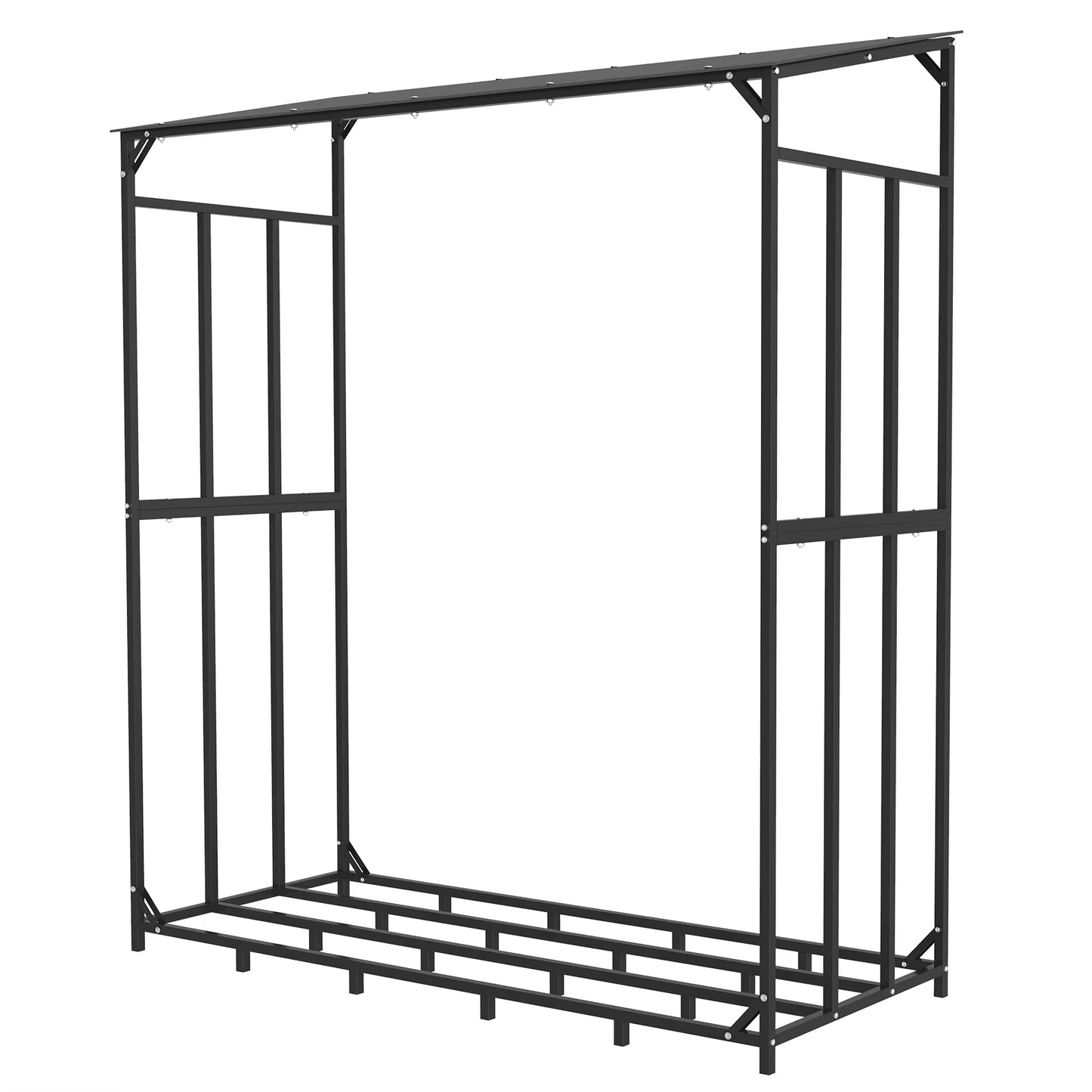 Firewood Storage Log Rack Holder Storage Organiser Metal Fire Wood Stand With Top Cover