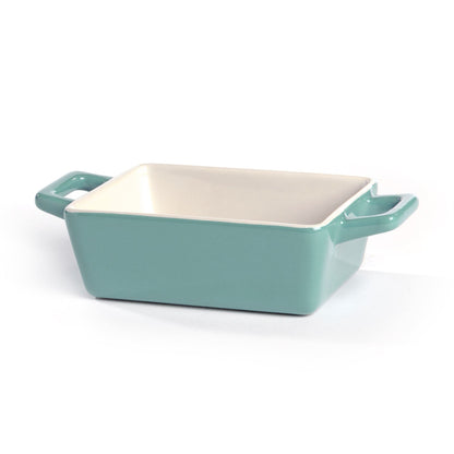 Maison & White Mini Ceramic Oven Dishes Set of 4 Rectangle | Blue Red Orange Green | Carry Handles | Oven Microwave Freezer Dishwasher Safe to 200°C | 4x12x9cm | Casserole Tapas Pie | 2-Year Warranty