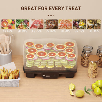6 Tray Food Dehydrator, 550W Food Dryer Machine with Adjustable Temperature, 48H Timer, for Drying Fruit, Meat, Vegetable, Jerky and Pet Treat, Black