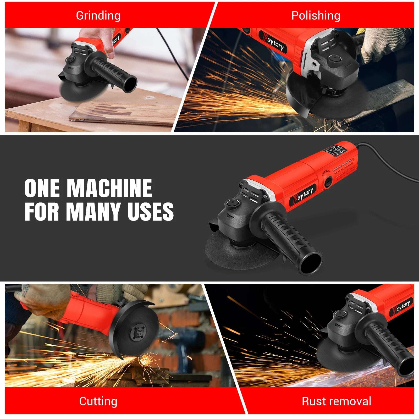 5000W Electric Corded Angle Grinder Grinding Sander Tool For Metal Tile Cutting & Polishing M14 12000RPM