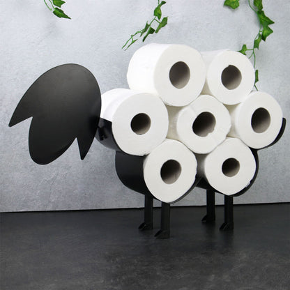 Pukkr Sheep Toilet Roll Holder | Freestanding Steel | Holds 7 Rolls | Novelty Bathroom Décor | No Fixings Required | Assembly Required | 53.5x32.5x12.5cm | 2-Year Warranty