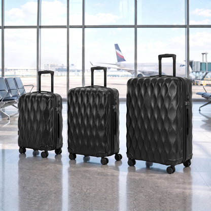 3-Piece Hard Shell Suitcase Set | TSA Lock & 360° Spinner Wheels | 20/24/28 Inch Carry-On & Checked Luggage | Black or Green