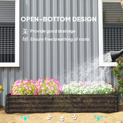 Large Galvanised Steel Raised Garden Bed | 459L | Open Bottom | Inner Support Bars | Powder-Coated Rust-Resistant | Easy Assembly | 180x90x30cm | Flowers Veg & Plants | Dark Grey