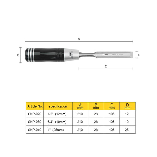 KAKURI SNP-3S Japan Wood Chisel Set 3 Piece Carving Knife with Storage Bag for Professional Woodworking Processing and Engraving