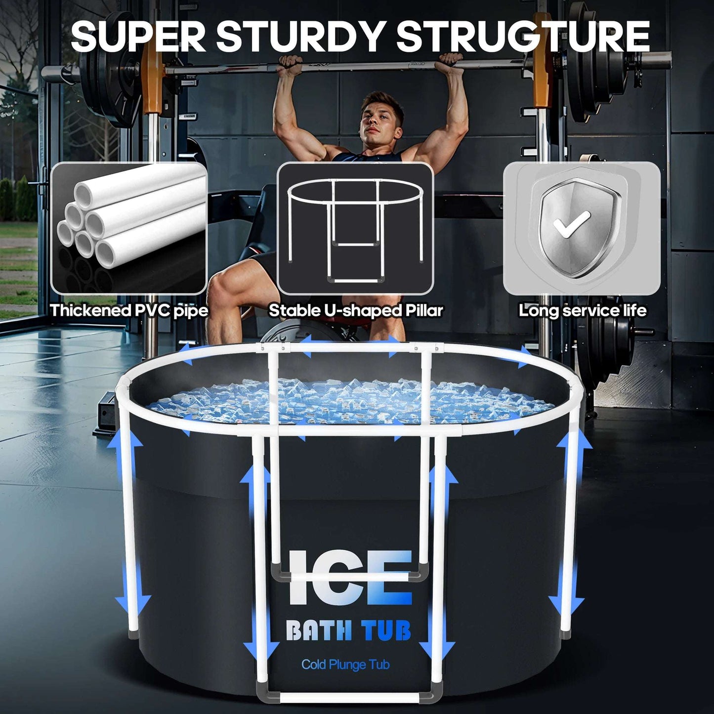 Oval Ice Bath Tub with Lid for Athletes 450L Portable Cold Plunge Tub for Cold Water Therapy 6 Layers Ice Baths at Home Outdoor