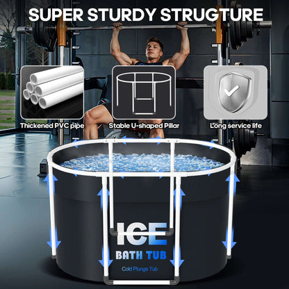 Oval Ice Bath Tub with Lid for Athletes 450L Portable Cold Plunge Tub for Cold Water Therapy 6 Layers Ice Baths at Home Outdoor