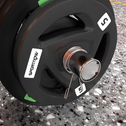 Olympic EZ Curl Bar with 50kg Weight Plates, Barbell Bar for 5cm Weight Plates with Spring Clips, Home Gym Weight Lifting Bar, 120cm, 58kg