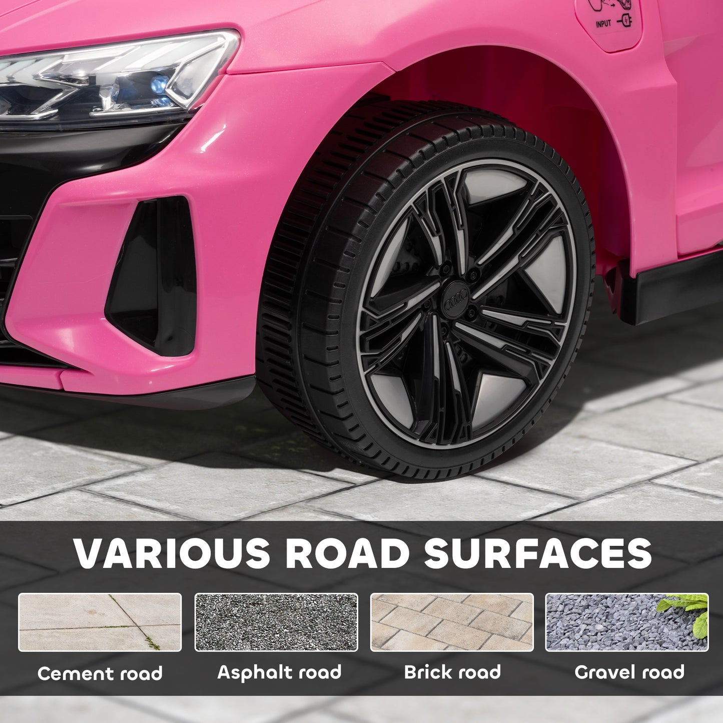 Audi RS E-Tron GT Licensed 12V Kids Electric Ride-On Car, with Remote Control, Suspension System, Lights, Music, Motor - Pink