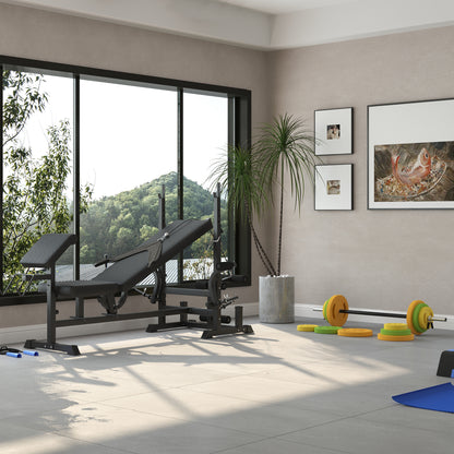 Weight Bench with Adjustable Barbell Rack, Leg Extension, Preacher Curl Pad and 20kg Barbell Set