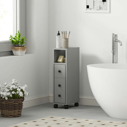 Kleankin Slimline Bathroom Storage Cabinet - Grey