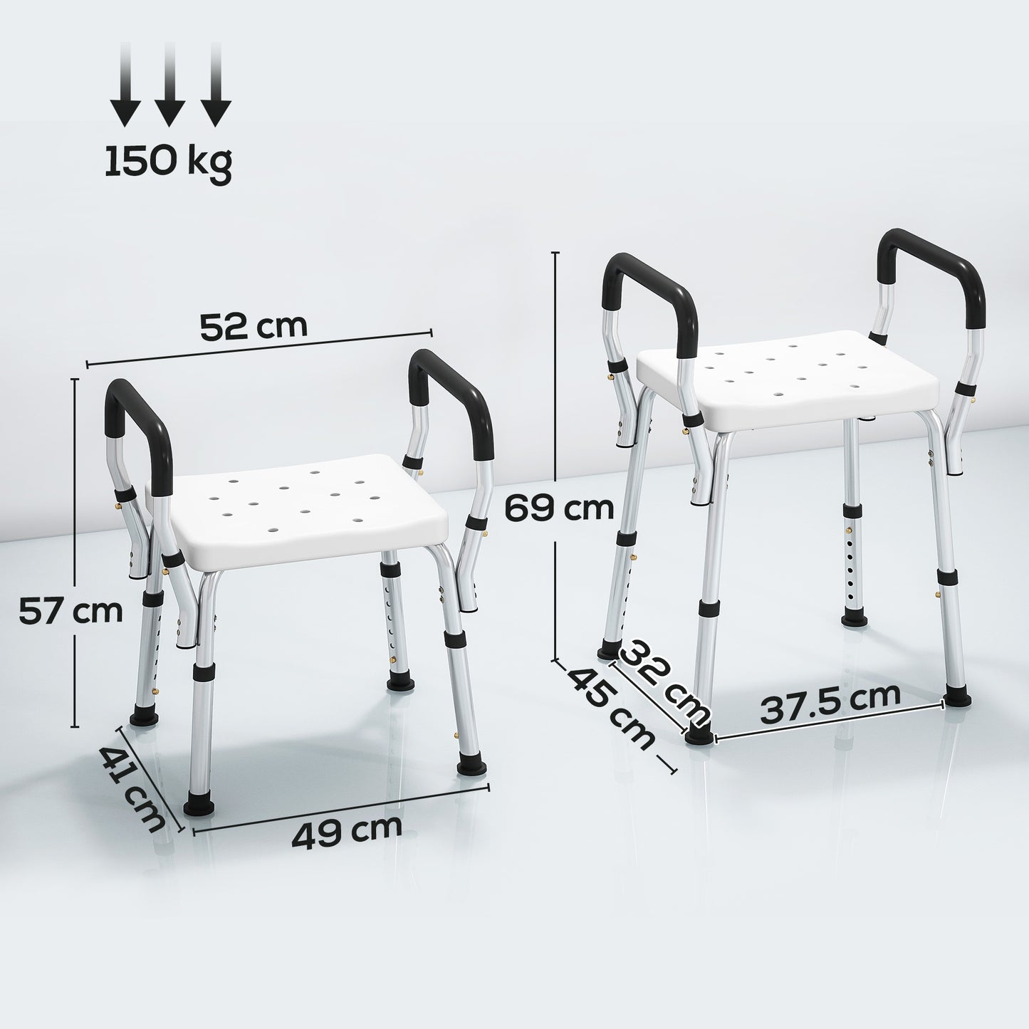 57-69cm Aluminium Frame Bath Seat Stool