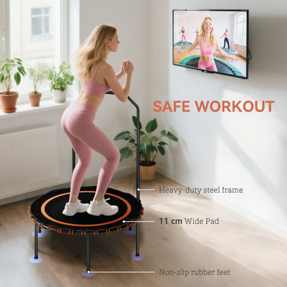 SPORTNOW 40" Foldable Fitness Trampoline Rebounder with Handle, Orange / Green / Pink