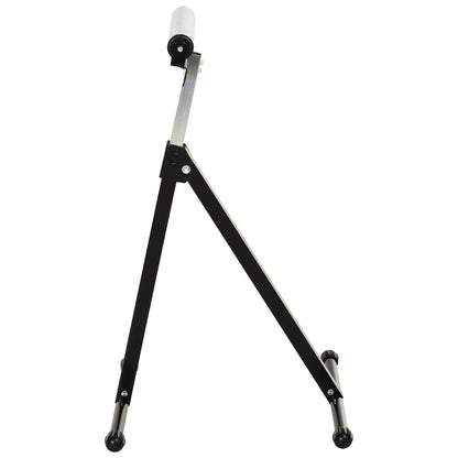 Set of 2 Folding Roller Stand, Material Support Pedestal with Ball Bearing Roller Height Adjustable Portable, Metal Construction, Black