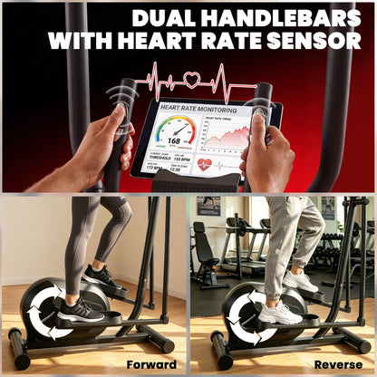 Magnetic Elliptical Cross Trainer | Bluetooth App | 8-Level Resistance | LCD & Heart Rate | 120kg | Grey