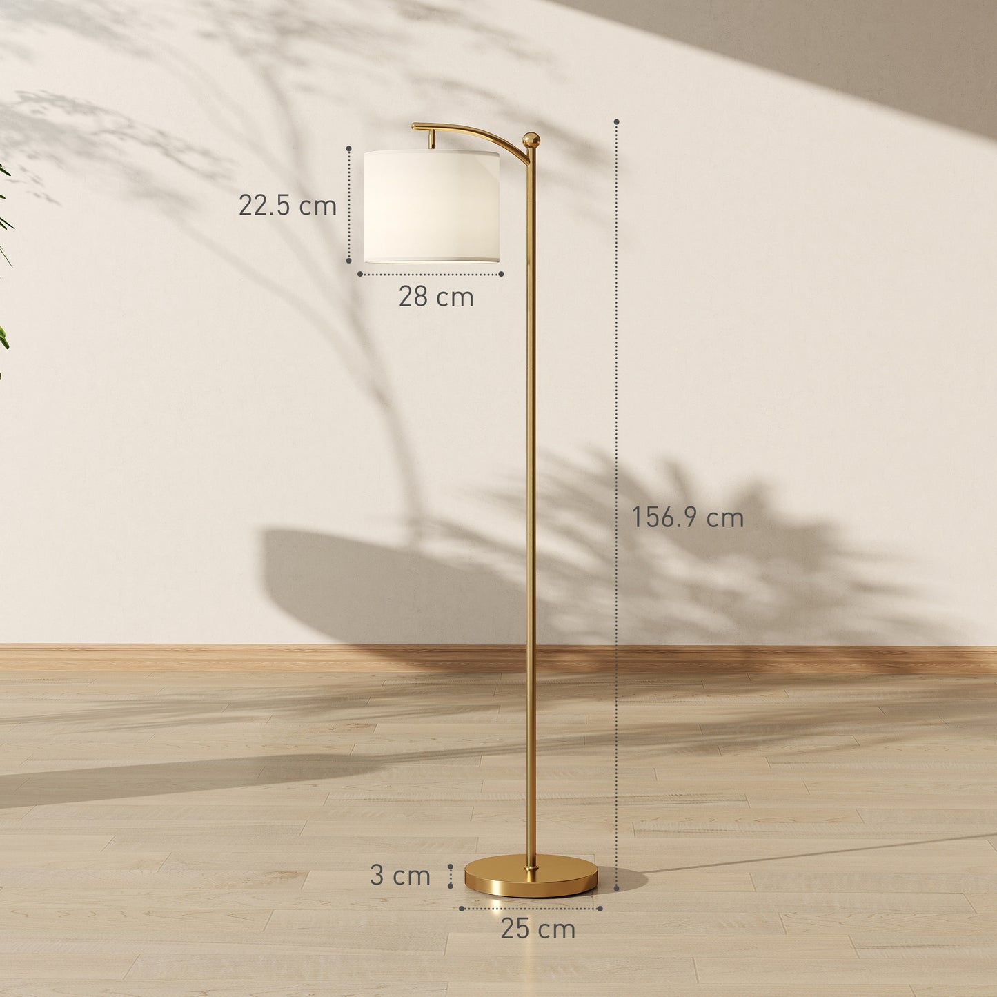 LED Floor Lamp with Remote Control - Gold Tone