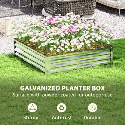 Square Galvanised Steel Raised Garden Bed | Open Bottom | 30cm High Panels | Slot-Together Assembly | Year-Round Outdoor Use | 120x120x30cm | Silver