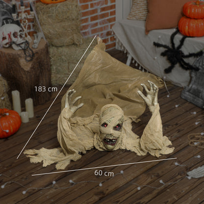 183 cm Life Size Halloween Animated Crawling Mummy with Glowing LED Eyes, 8/16H Timer, Scary Halloween Decorations, Battery Operated, Indoor Outdoor Party Props
