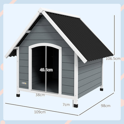 PawHut Outdoor Dog Kennel Wooden Dog House w/ Removable Floor, Anti-Corrosion Wood, for Large Dogs, 110W x 98D x 106.5Hcm