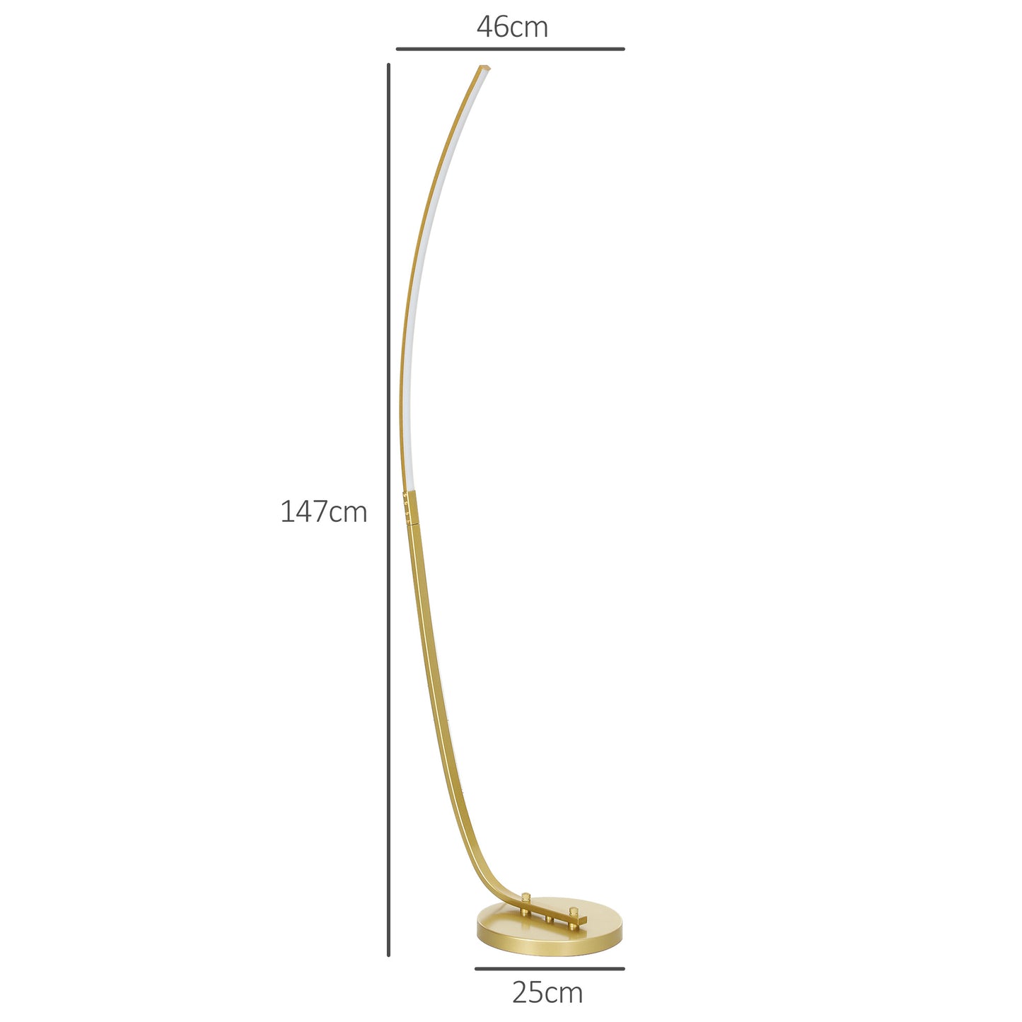 Modern 147cm Curved LED Floor Lamp - Gold Tone