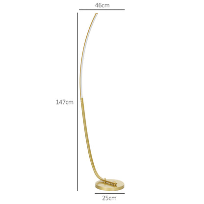 Modern 147cm Curved LED Floor Lamp - Gold Tone