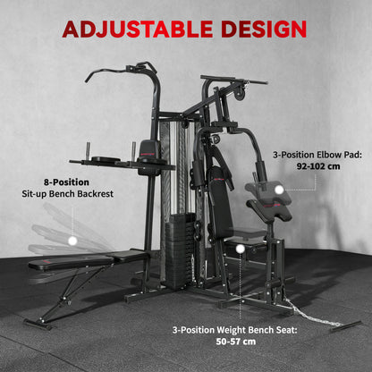 All-in-One Home Gym Machine | Power Cage with 69 kg Weight Stack, Lat Pulldown, Chest Press, Leg Press & Pull-Up Station | 120 kg Capacity | Black