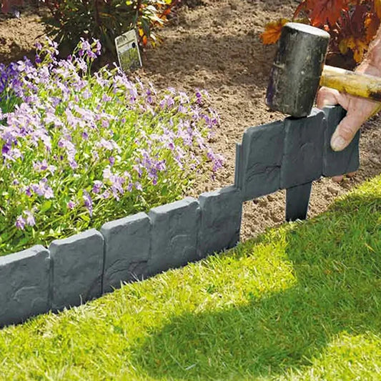Garden Fence Imitation Stone Plant Support Stake Outdoor Edging Decorative Border DIY Lawn Yard Landscape Plant Fence