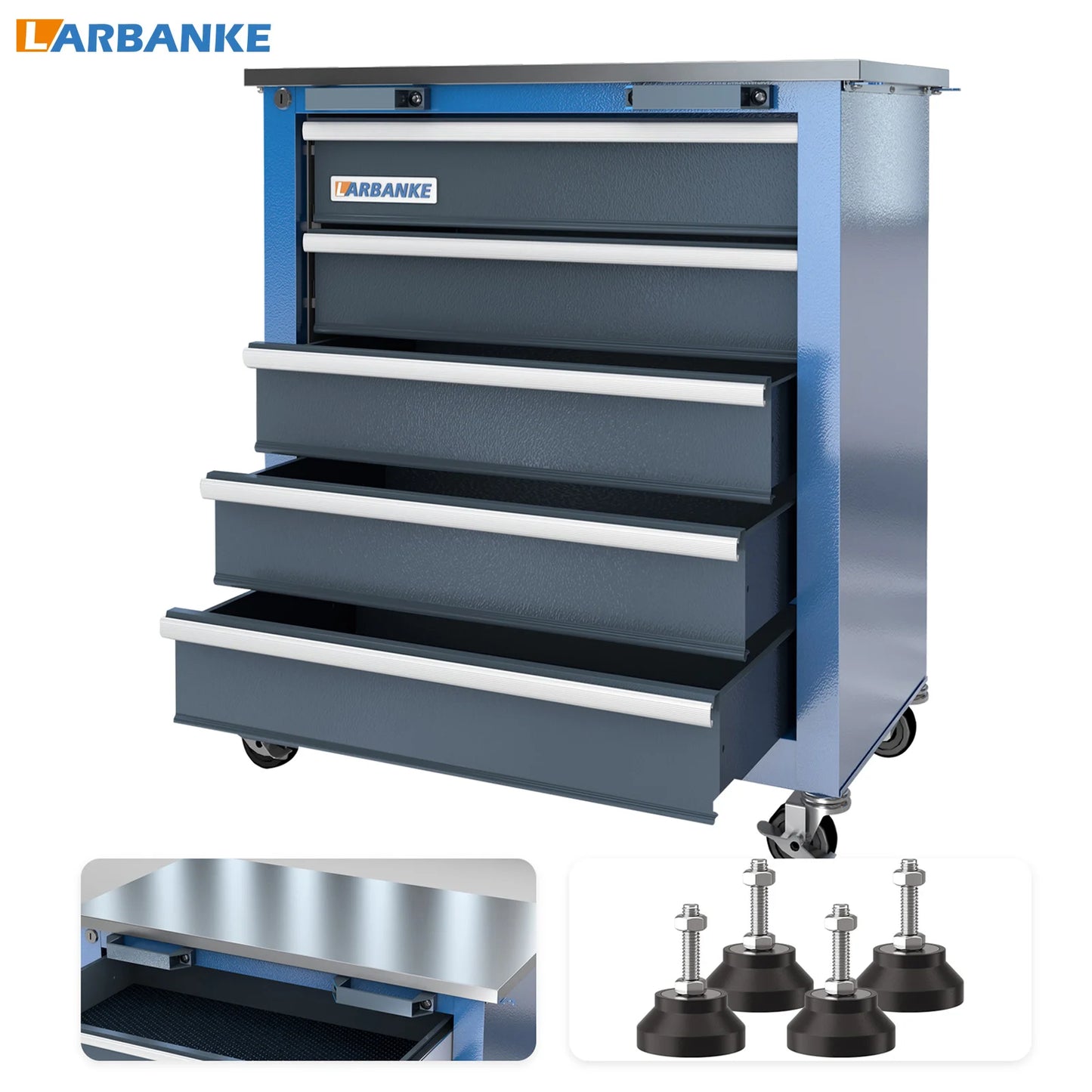 5-Drawer Rolling Tool Chest,Locking Metal Tool Cabinet with Drawer Liners,Non-slip Pearl Cotton Mat,360° Wheels for Easy Move
