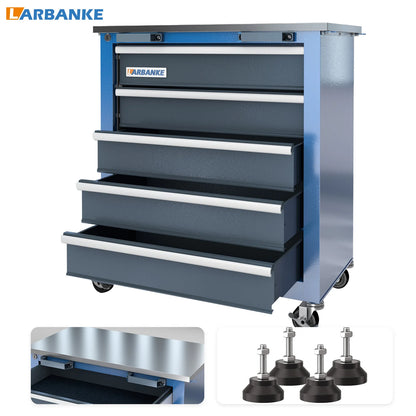 5-Drawer Rolling Tool Chest,Locking Metal Tool Cabinet with Drawer Liners,Non-slip Pearl Cotton Mat,360° Wheels for Easy Move