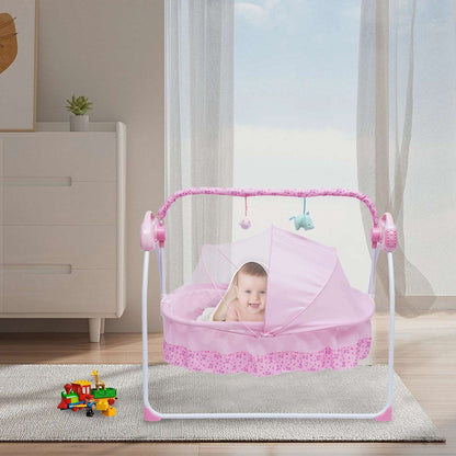 5 Gears Electric Baby Crib Cradle Bluetooth Auto-Swing Rocking Bassinet Sleep Bed Infant Rocker With Net Adjustable Nursery Furniture