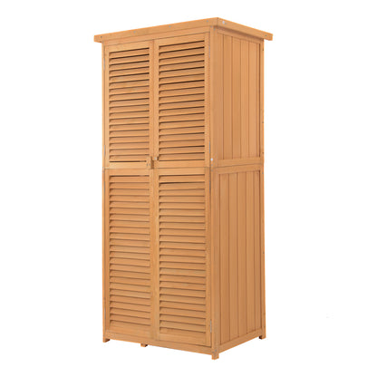 87 x 47 x 160cm Wooden Garden Storage Shed, Sheds & Outdoor Storage with Asphalt Roof & 2 Large Wood Doors with Lock, Natural