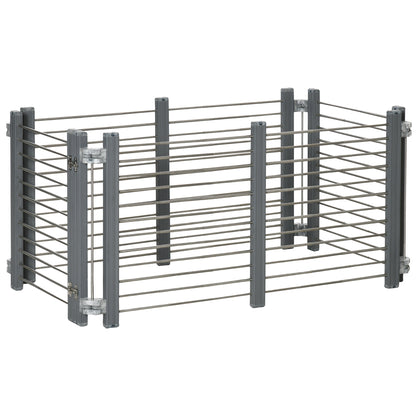 Dog Pen Adjustable Puppy Playpen Foldable Fence Indoor Outdoor Run Enclosure For Small Dogs With Gate Locks 64.5 Cm High Grey