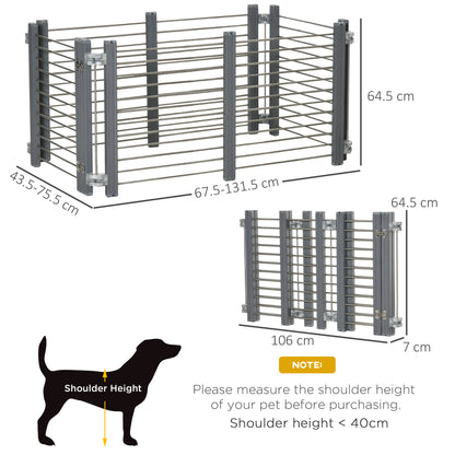 Dog Pen Adjustable Puppy Playpen Foldable Fence Indoor Outdoor Run Enclosure For Small Dogs With Gate Locks 64.5 Cm High Grey