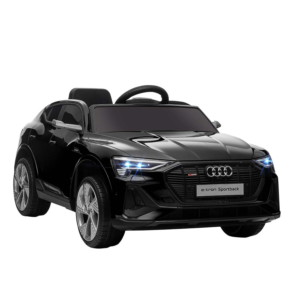 Kids Electric Ride-On Sports Car, 12V Two Motors Battery Powered Toy With Remote Control, Lights, Music, Horn - Black