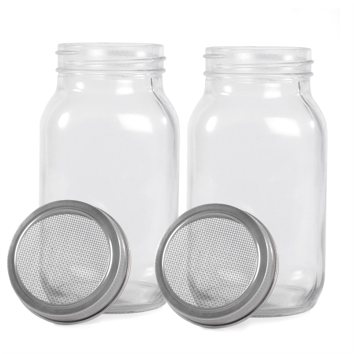 Maison & White Seed Sprouting Jar Kit Set of 2 | Glass Mason Jars Mesh Lids Ceramic Bases Steel Stands | Grow Broccoli Alfalfa Beans Microgreens | Dishwasher Safe | Food-Grade | 2-Year Warranty
