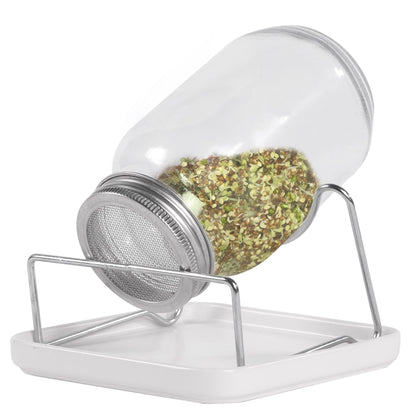 Maison & White Seed Sprouting Jar Kit Set of 2 | Glass Mason Jars Mesh Lids Ceramic Bases Steel Stands | Grow Broccoli Alfalfa Beans Microgreens | Dishwasher Safe | Food-Grade | 2-Year Warranty