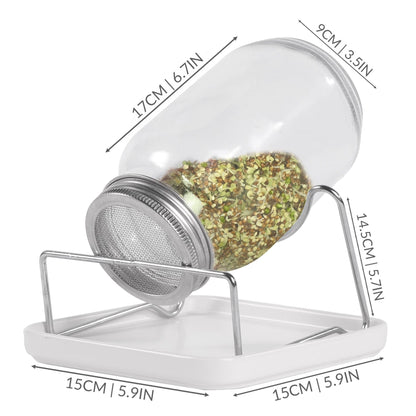 Maison & White Seed Sprouting Jar Kit Set of 2 | Glass Mason Jars Mesh Lids Ceramic Bases Steel Stands | Grow Broccoli Alfalfa Beans Microgreens | Dishwasher Safe | Food-Grade | 2-Year Warranty
