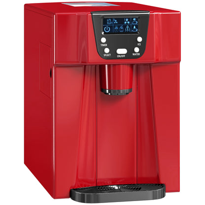 3L Ice Maker Machine and Water Dispenser, 12kg in 24H, 2 Sizes 9 Ice Cubes Ready in 6-10 Mins Ice Machine, Red