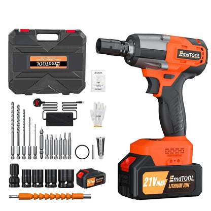 Cordless Brushless  Impact Gun Driver Wrench, Variable Speed 3200RPM & Max Torque 1500Nm & 4 Socket Set