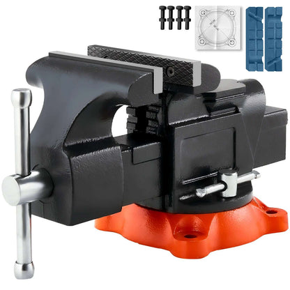 Succebuy Bench Vise 5"/5.5"/8" Jaw Width Multipurpose Vise with 360° Swivel Locking Base Vise with Anvil for Clamping round Pipe