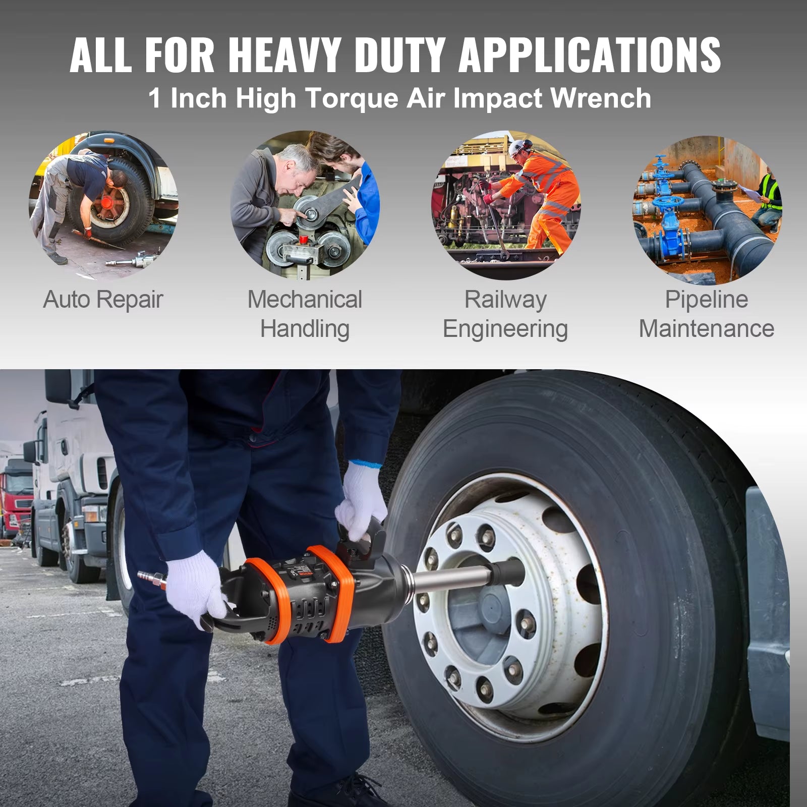 1 Inch Air Impact Wrench up to 5175 Ft-Lbs Beast Reverse Torque Output Pneumatic Impact Gun for Repairs And Maintenance