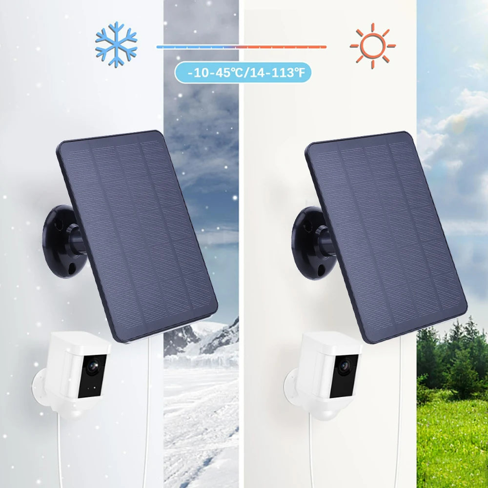 4W 5V Solar Charging Panel Waterproof Solar Battery Charger Adjustable Wall Mount Bracket for Ring Stick Up&Spotlight Camera