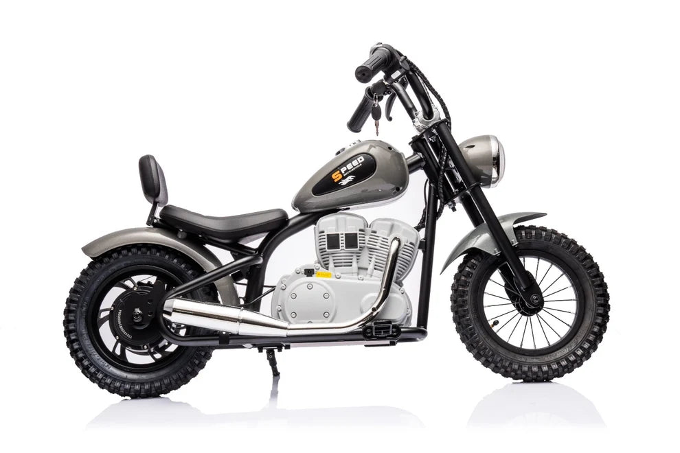S-P-E-E-D 36V Electric Chopper Motorcycle Ride-On | 350W Twist-Grip Throttle, LED & Horn